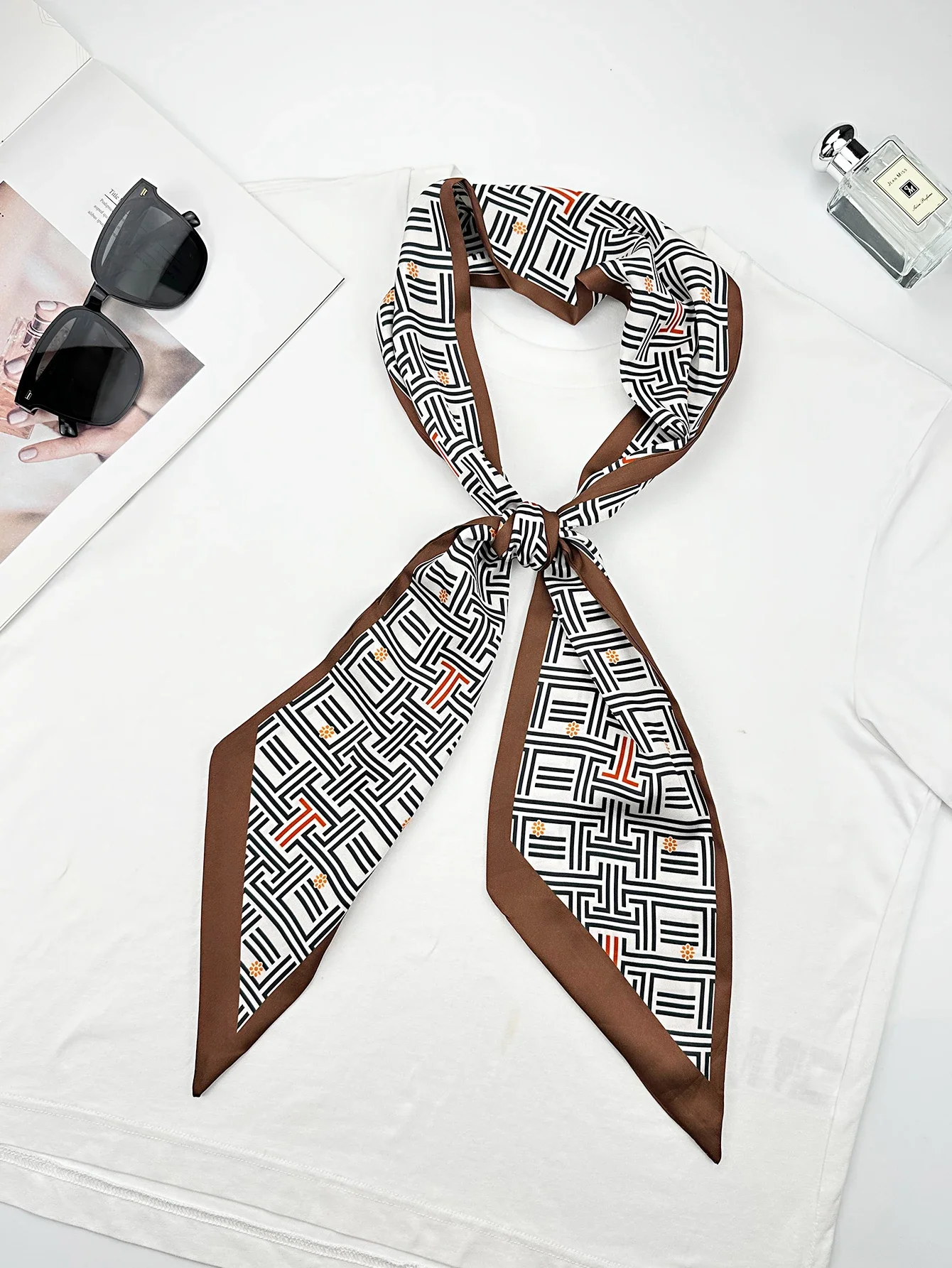Luxury Geometry Skinny Silk Sc - Ribbon Bow Gift 评论和价格