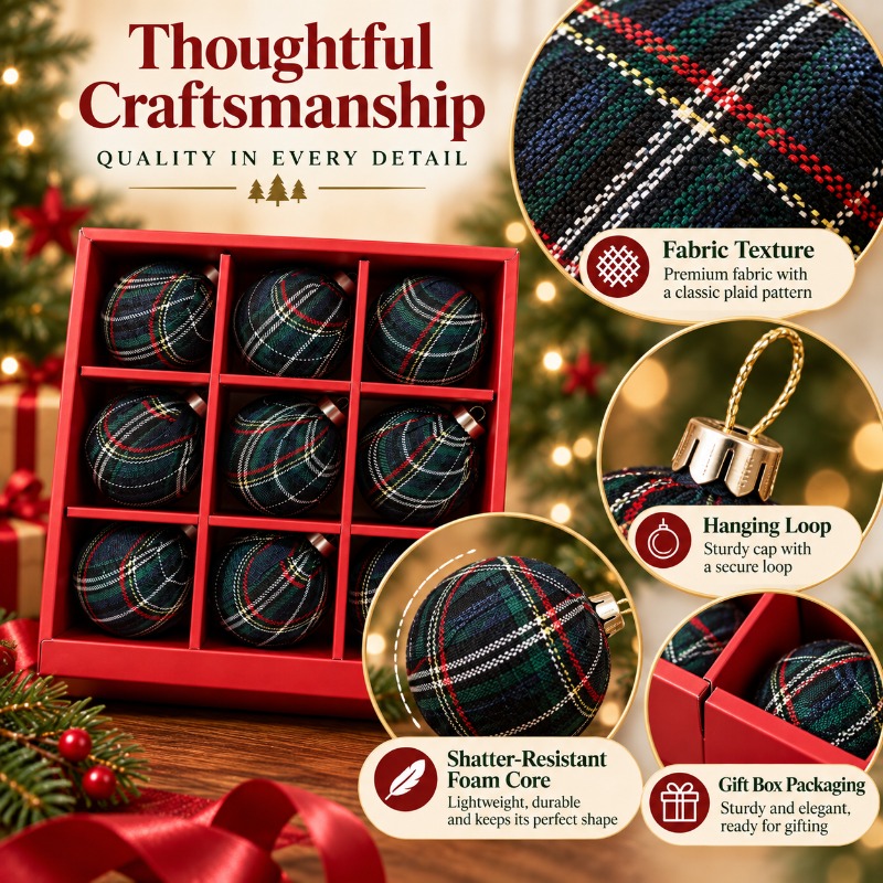 9Pcs 8cm Fabric Wrapped Plaid  - Gift Box Wrap Set 评论和价格