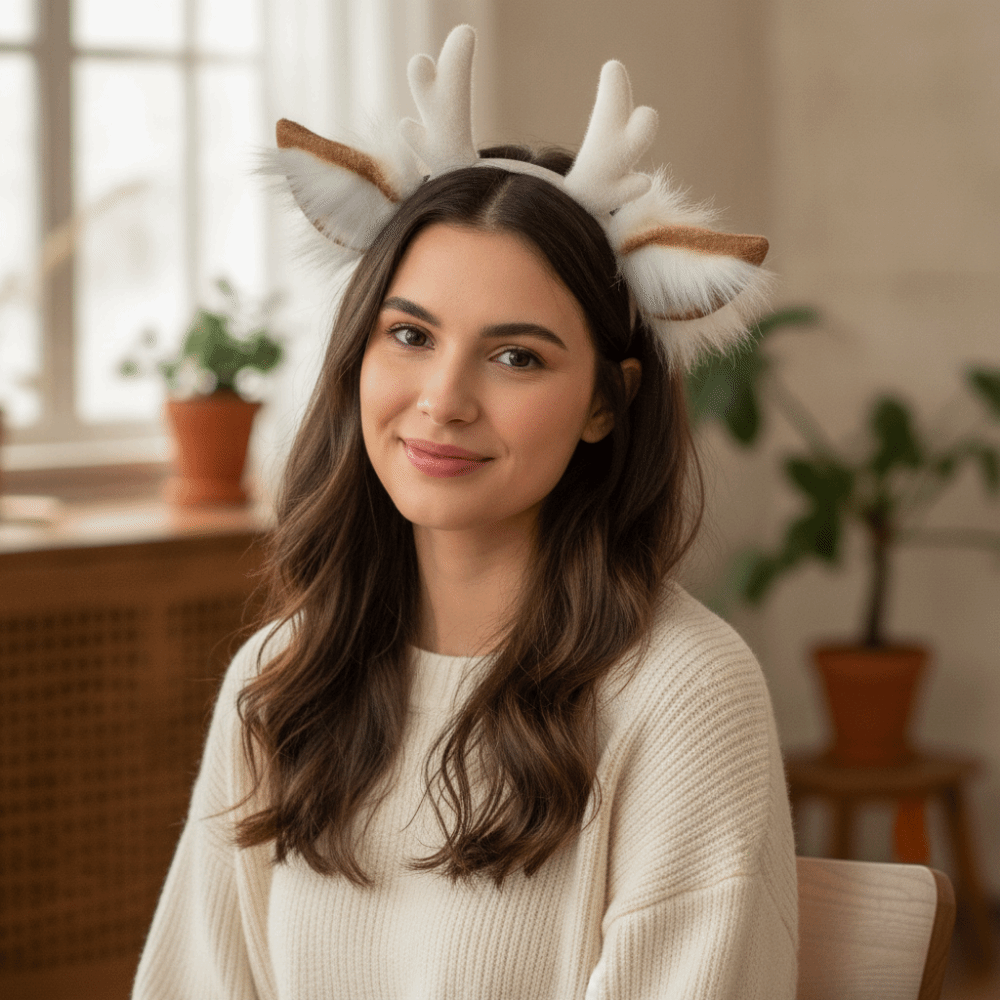 Antler Headband Handmade Simul - Reindeer Antlers Headband 评论和价格
