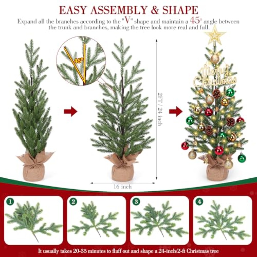 2FT Mini Christmas Tree, Table - Christmas Tree Artificial 评论和价格