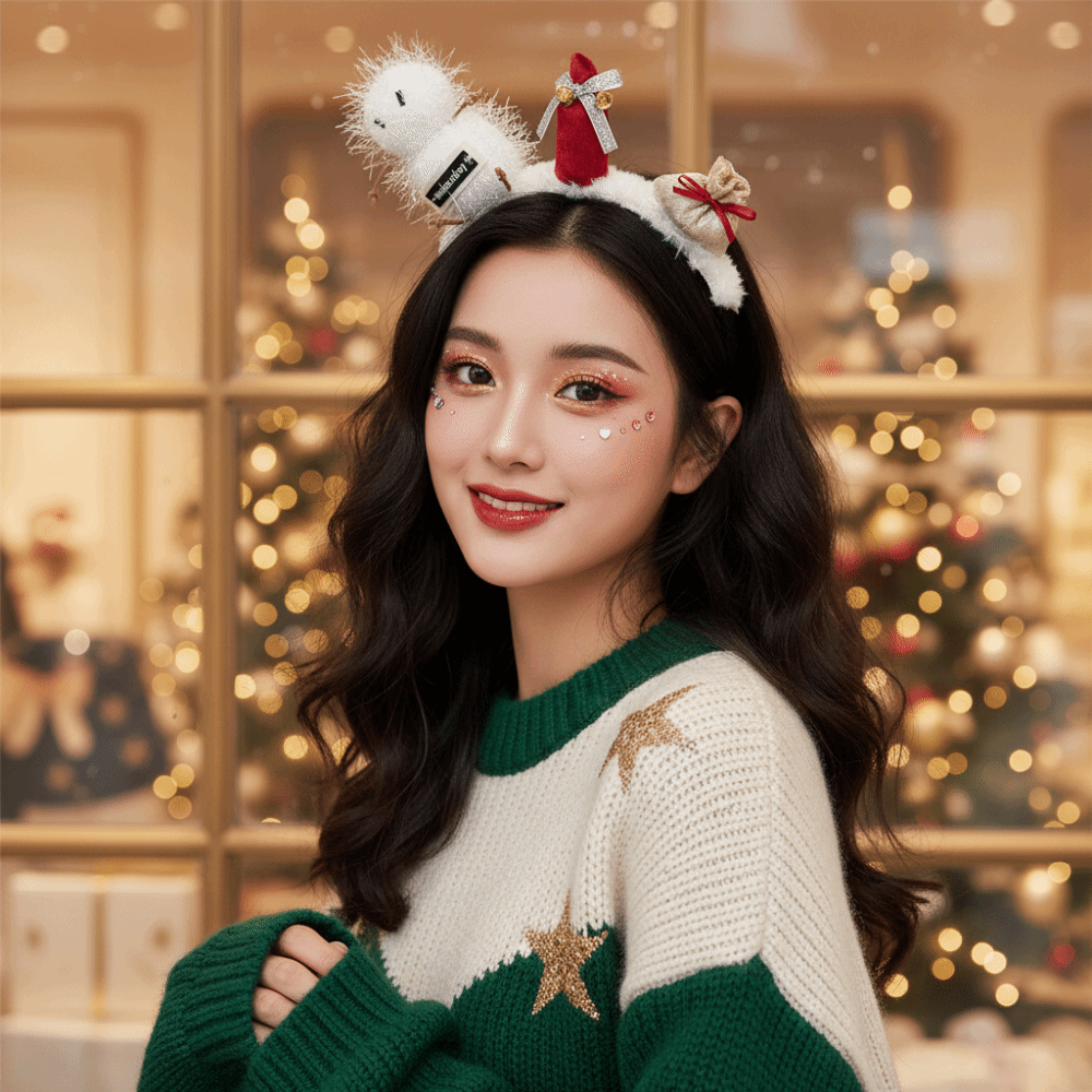 Plush Texture Christmas Headba - Reindeer Antlers Headband 评论和价格