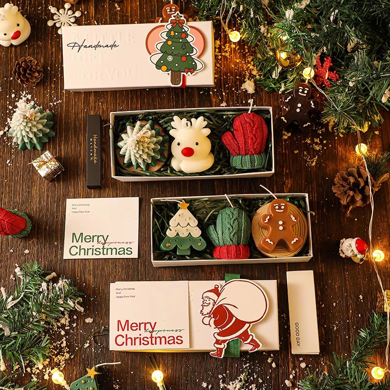 3Pcs Handmade Christmas Scente - Holiday Candle Set 评论和价格