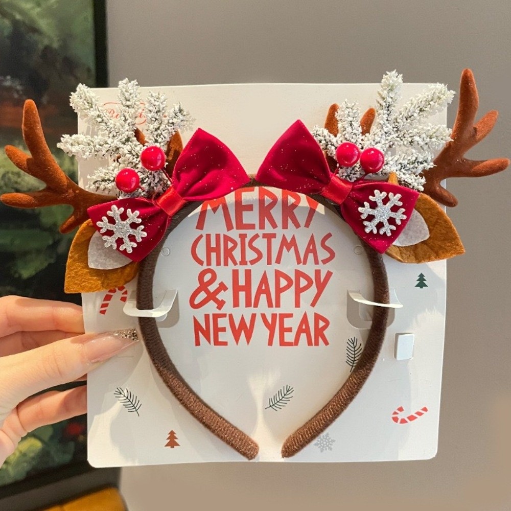 Simple Red Velvet Antler Hairb - Reindeer Antlers Headband 评论和价格
