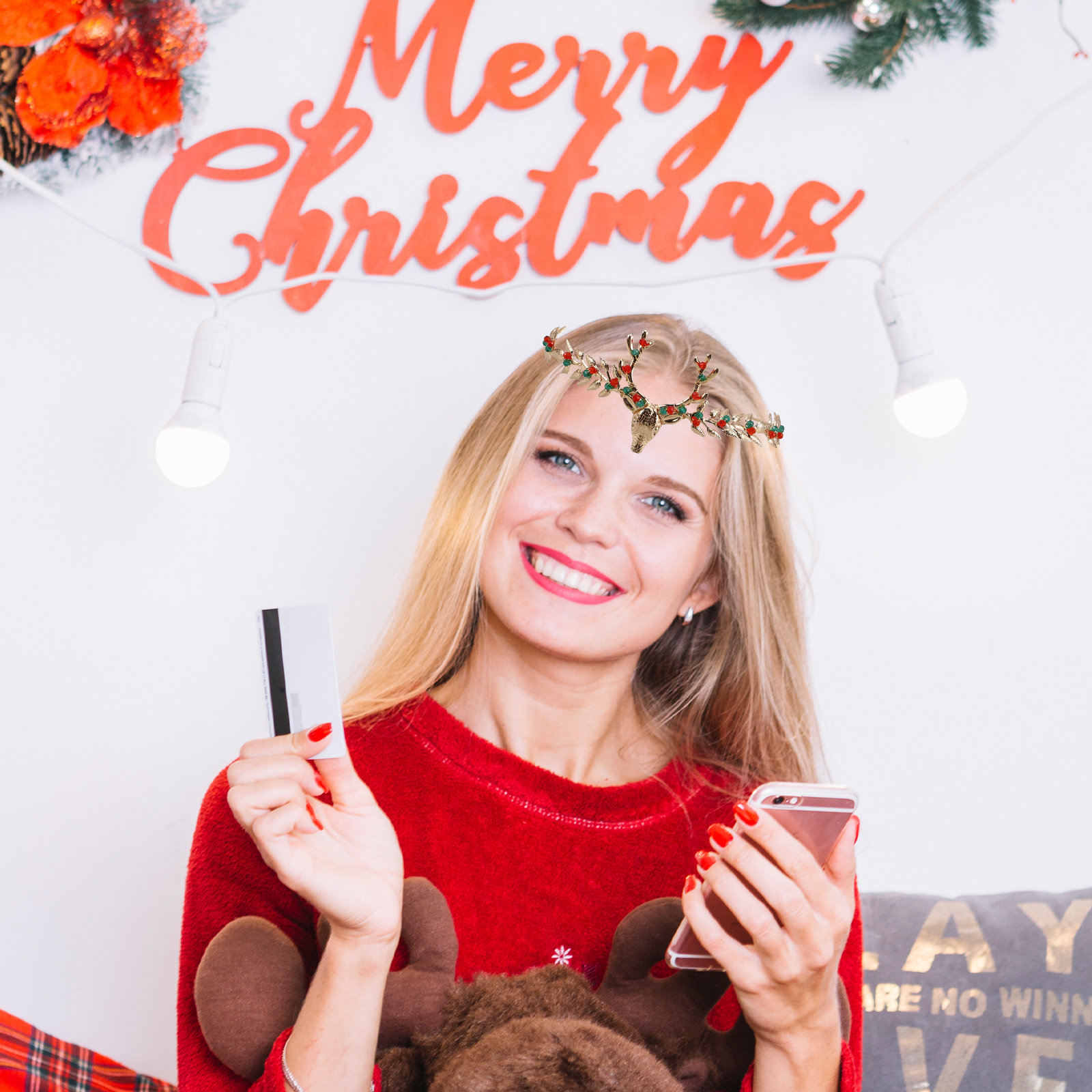 Christmas Reindeer Headband El - Reindeer Antlers Headband 评论和价格
