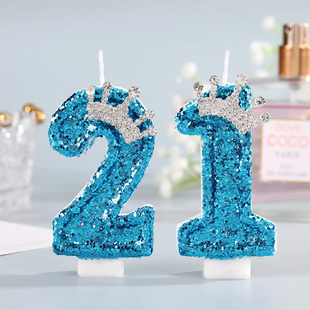 Blue Crown Number Birthday Can - Holiday Candle Set 评论和价格