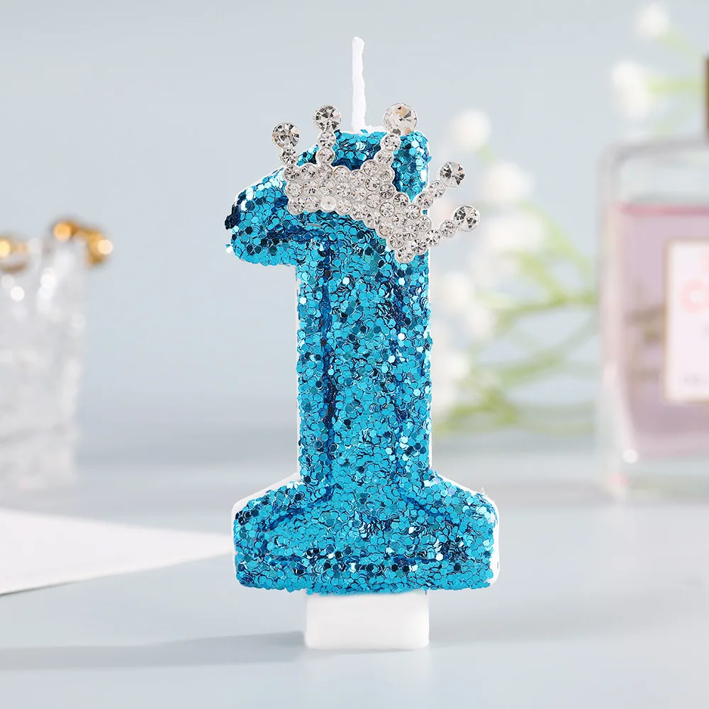 Blue Crown Number Birthday Can - Holiday Candle Set 评论和价格