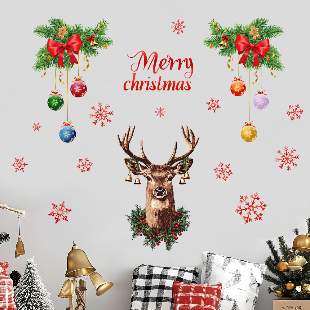 Christmas Snowflake Deer Head  - Snowflake Window Decal 评论和价格