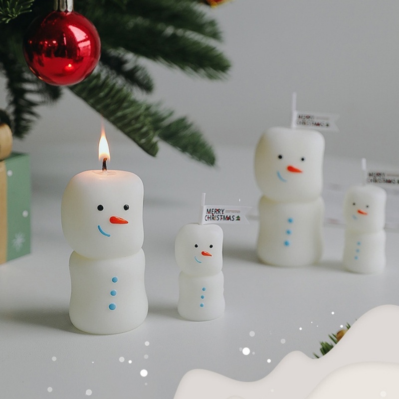 2Pcs/set Merry Christmas Snowm - Holiday Candle Set 评论和价格